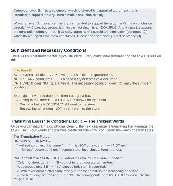 Study guide page on sufficient and necessary conditions and conditional logic