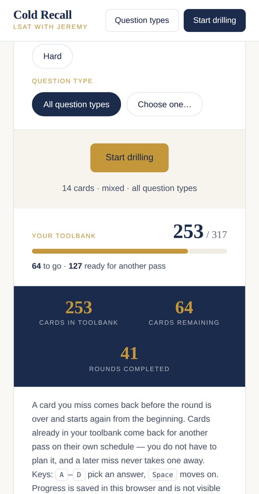 Cold Recall home screen showing 253 of 317 cards collected